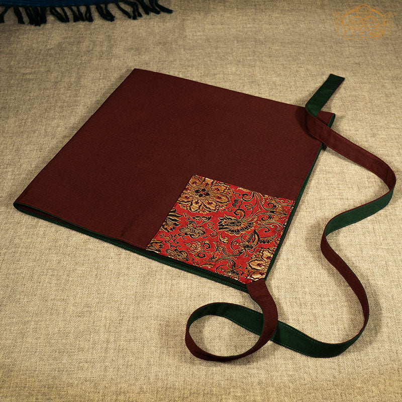 Handmade Mandala Set Cloth / Book Cover, 100% cotton with brocade decoration, double-sided dark red and green, 68 x 68 cm.