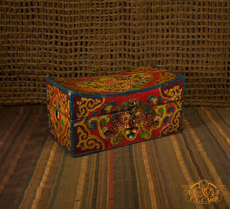 Face of Glory Nepali Hand-Painted Wooden Treasure Chest Jewelry Box