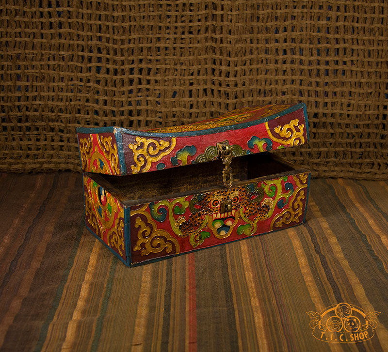 Face of Glory Nepali Hand-Painted Wooden Treasure Chest Jewelry Box