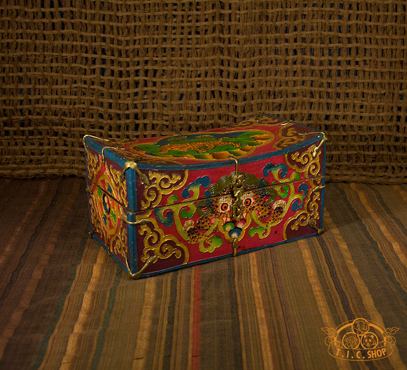 Face of Glory Nepali Hand-Painted Wooden Treasure Chest Jewelry Box