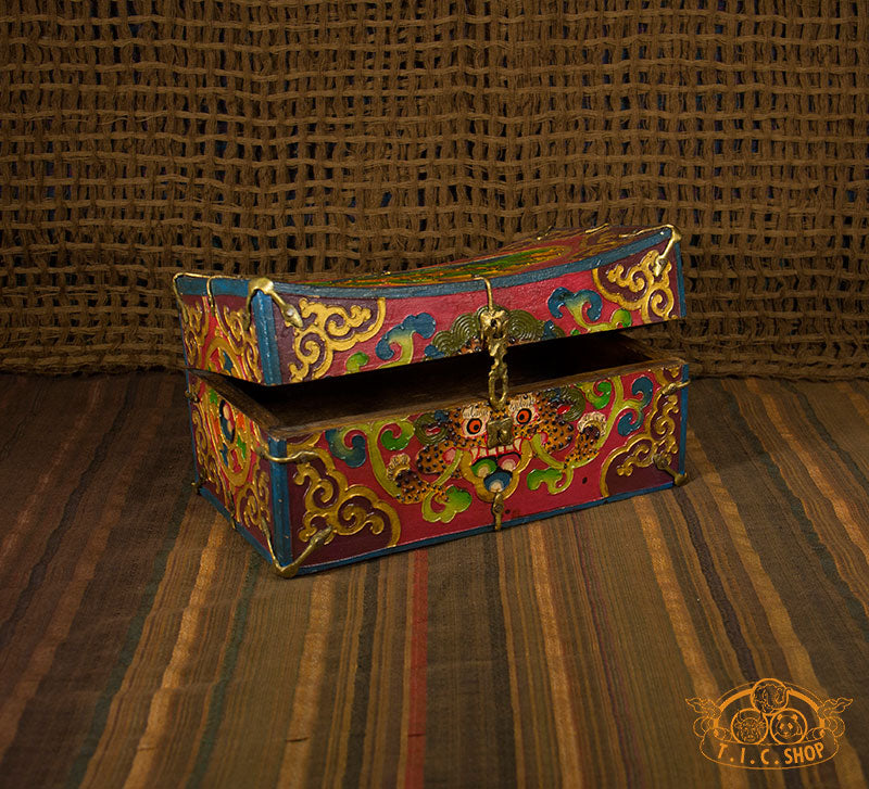 Face of Glory Nepali Hand-Painted Wooden Treasure Chest Jewelry Box