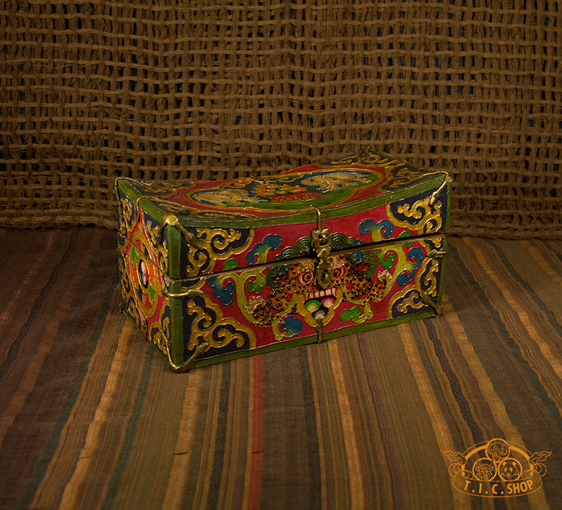 Face of Glory Nepali Hand-Painted Wooden Treasure Chest Jewelry Box