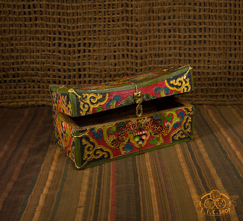 Face of Glory Nepali Hand-Painted Wooden Treasure Chest Jewelry Box