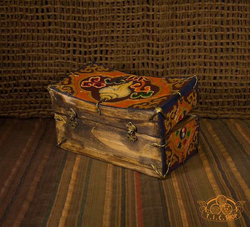 Lotus Blossom Nepali Hand-Painted Wooden Treasure Chest Jewelry Box