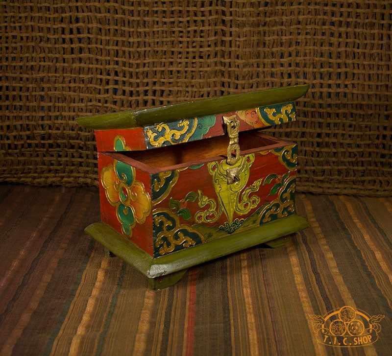 Conch Shell Nepali Hand-Painted Wooden Treasure Chest Jewelry Box