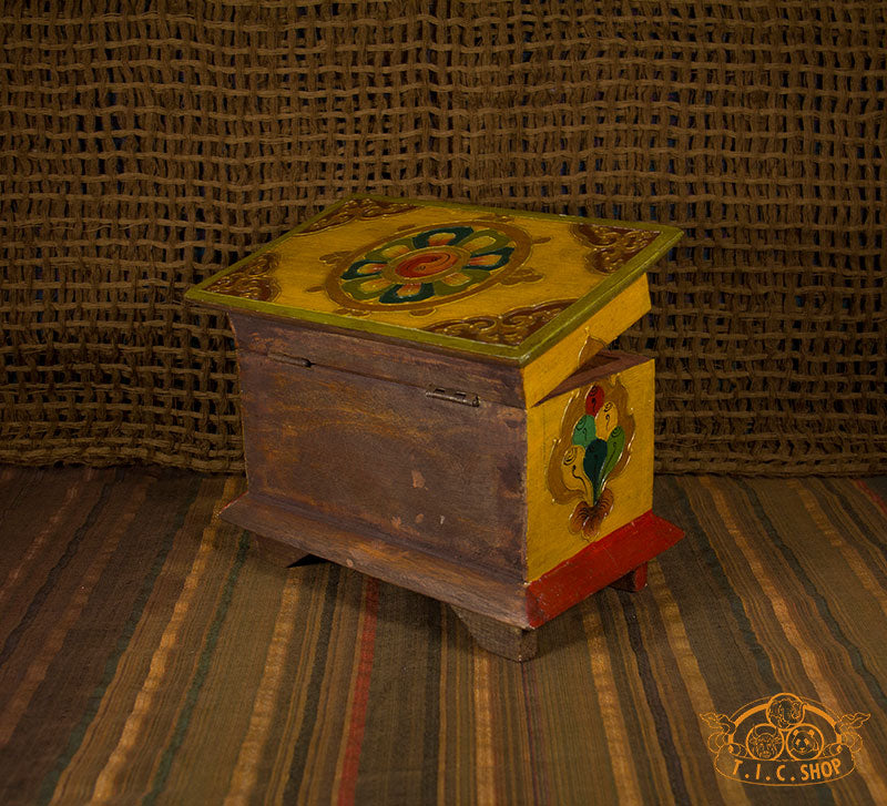 Lotus Blossom Nepali Hand-Painted Wooden Treasure Chest Jewelry Box