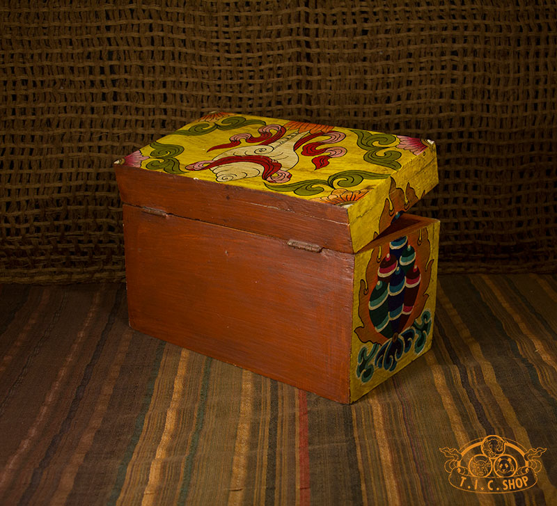Lotus Blossom Nepali Hand-Painted Wooden Treasure Chest Jewelry Box