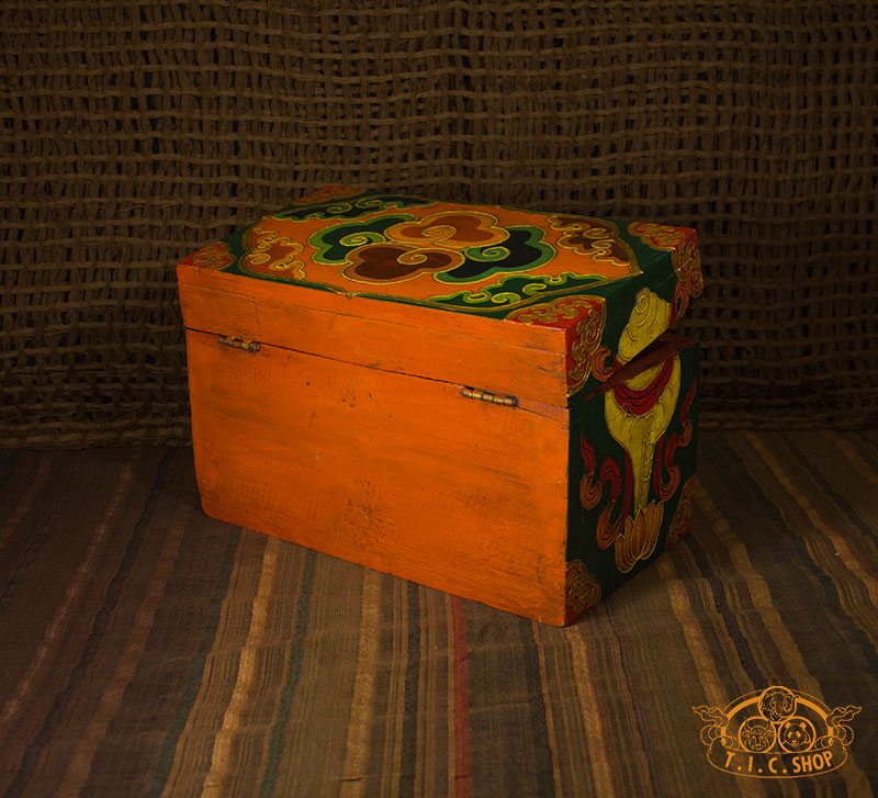 Lotus Blossom Nepali Hand-Painted Wooden Treasure Chest Jewelry Box