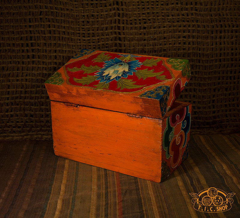 Snow Lion Nepali Hand-Painted Wooden Treasure Chest Jewelry Box