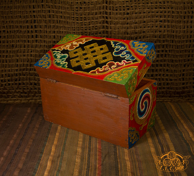 Peony Blossom Nepali Hand-Painted Wooden Treasure Chest Jewelry Box
