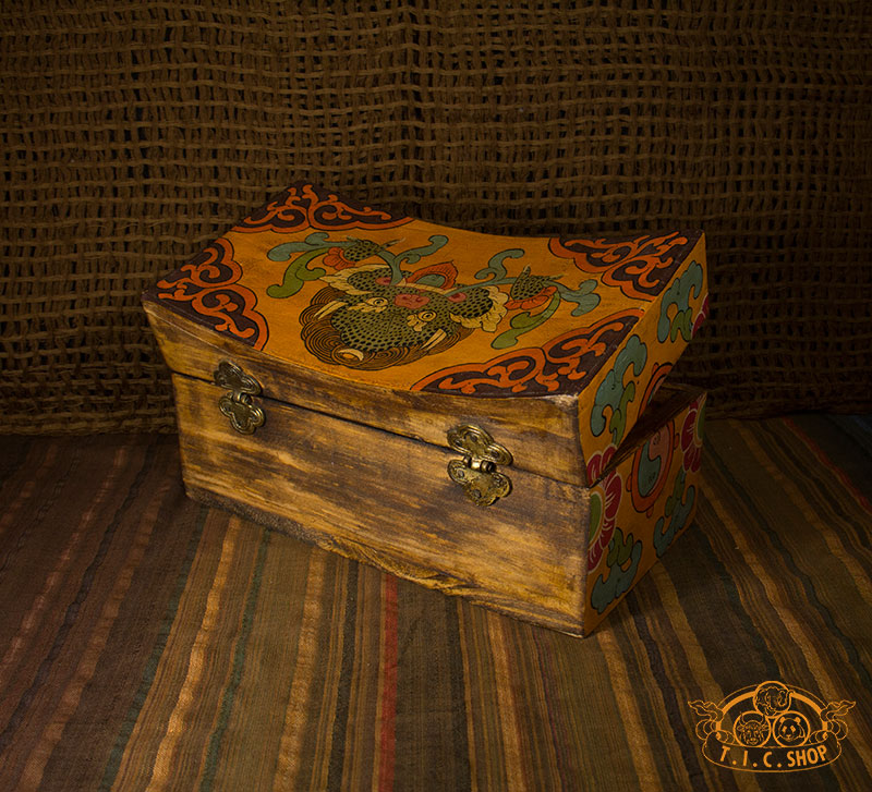 Face of Glory Nepali Hand-Painted Wooden Treasure Chest Jewelry Box