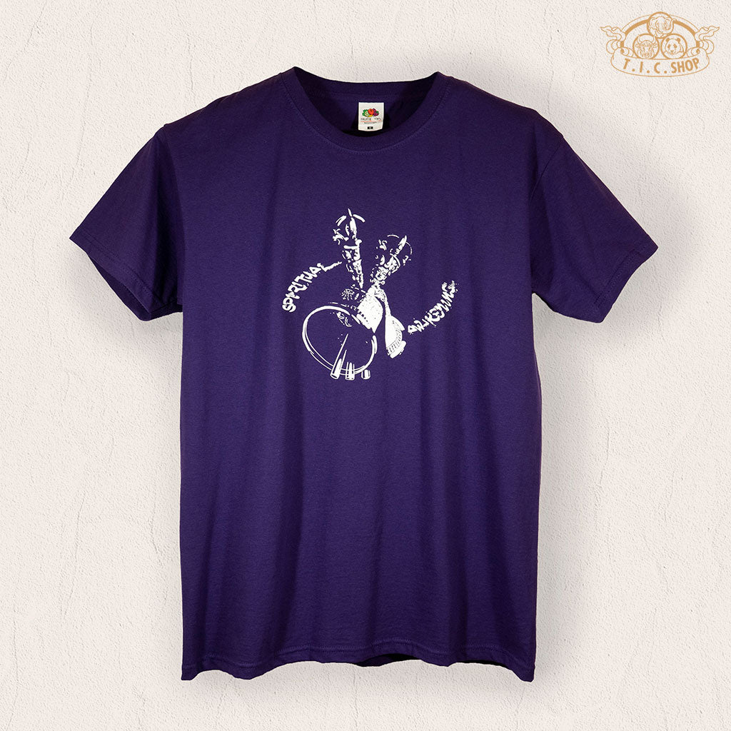 Front view of Spiritual Awakening men's T-shirt with Vajra and Bell pattern.