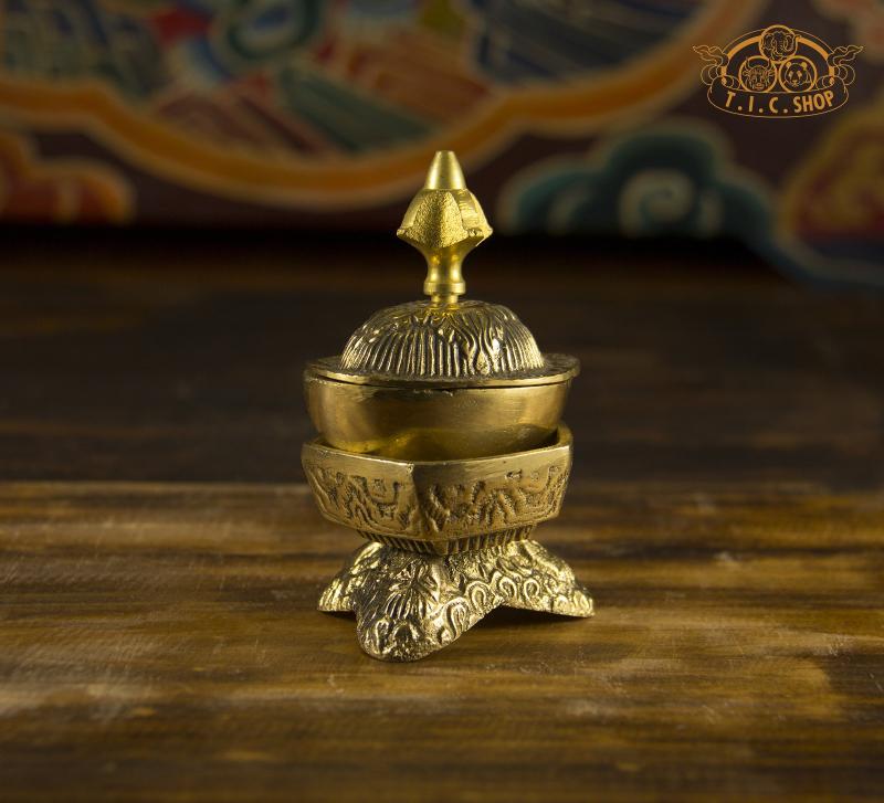 Handcrafted Brass Kapala, 7.5 cm tall, traditional Tibetan ritual skull cup used in tantric meditation and offerings.