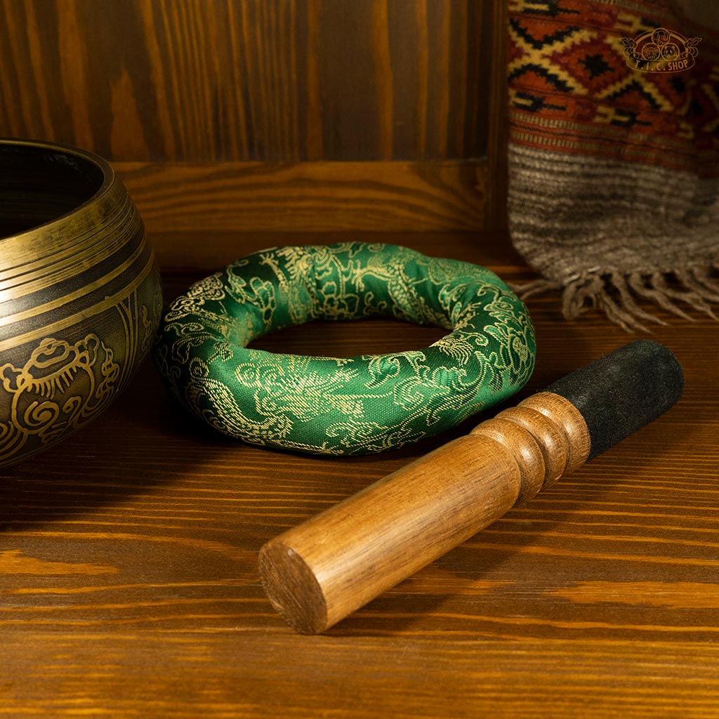 singing bowl and sticker and cusion