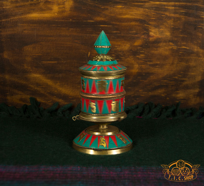 Tibetan Style Table Top Prayer Wheel