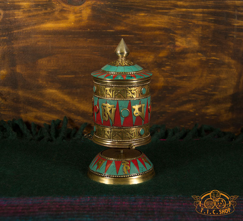 Tibetan Style Table Top Prayer Wheel