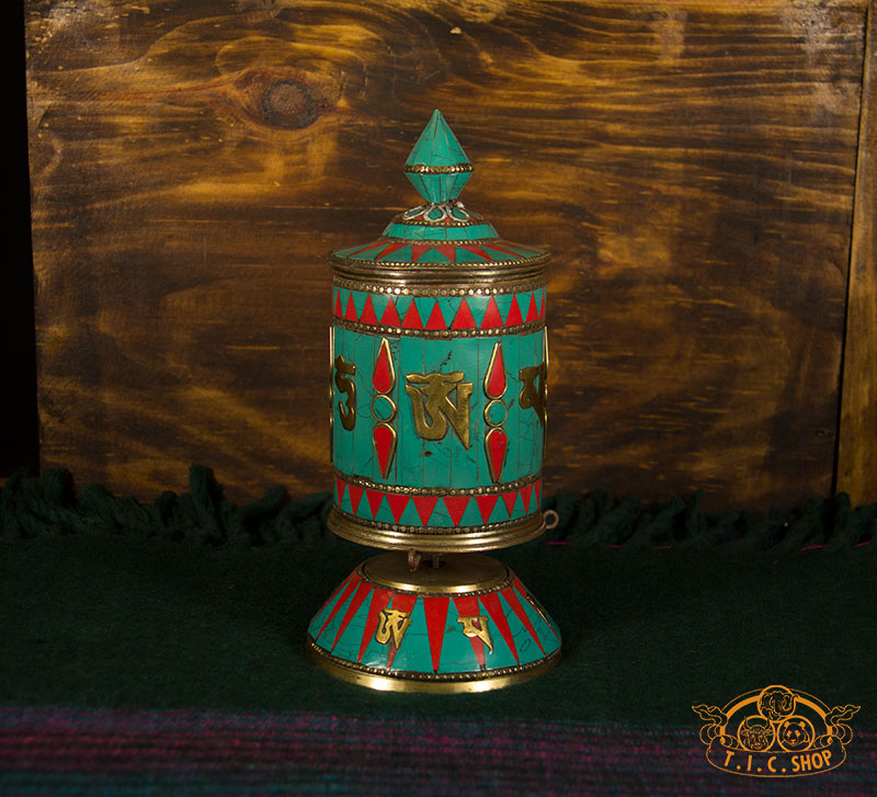 Tibetan Style Table Top Prayer Wheel