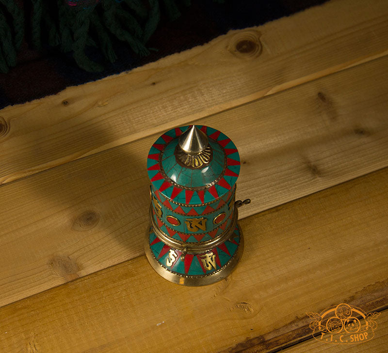 Tibetan Style Table Top Prayer Wheel