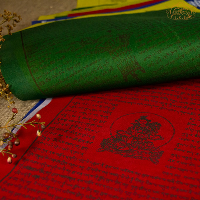 Hand-printed Tibetan Windhorse prayer flags, 27x38 cm each, total 4 m, made from durable polyester for spiritual blessings