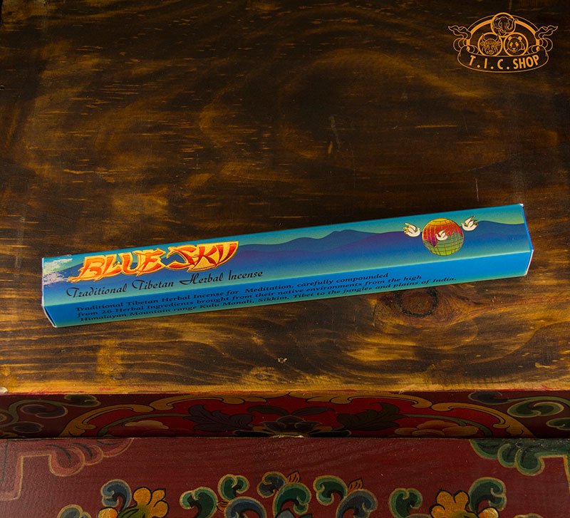 Blue Sky Tibetan incense with 26 Himalayan herbal ingredients for meditation and health