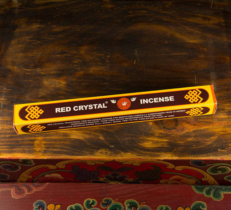 Red Crystal Tibetan incense with 23 Himalayan herbal ingredients for meditation and health
