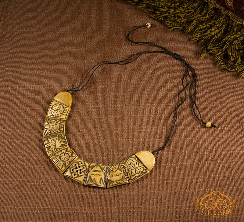 8 Auspicious Symbols Yak Bone Amulet Necklace