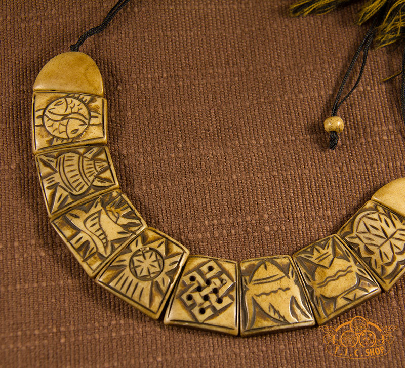 8 Auspicious Symbols Yak Bone Amulet Necklace