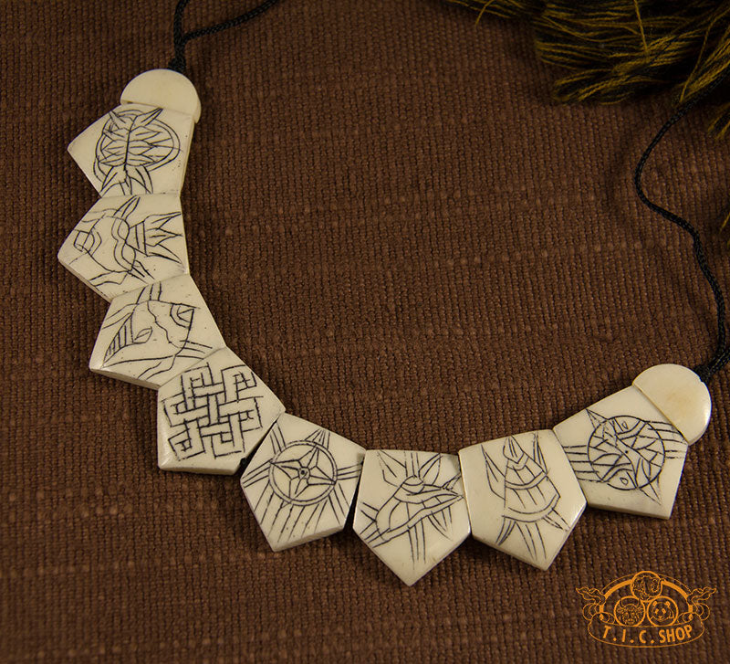 8 Auspicious Symbols Yak Bone Amulet Necklace