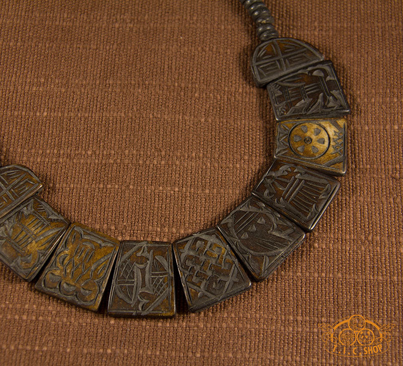 8 Auspicious Symbols Yak Bone Amulet Necklace