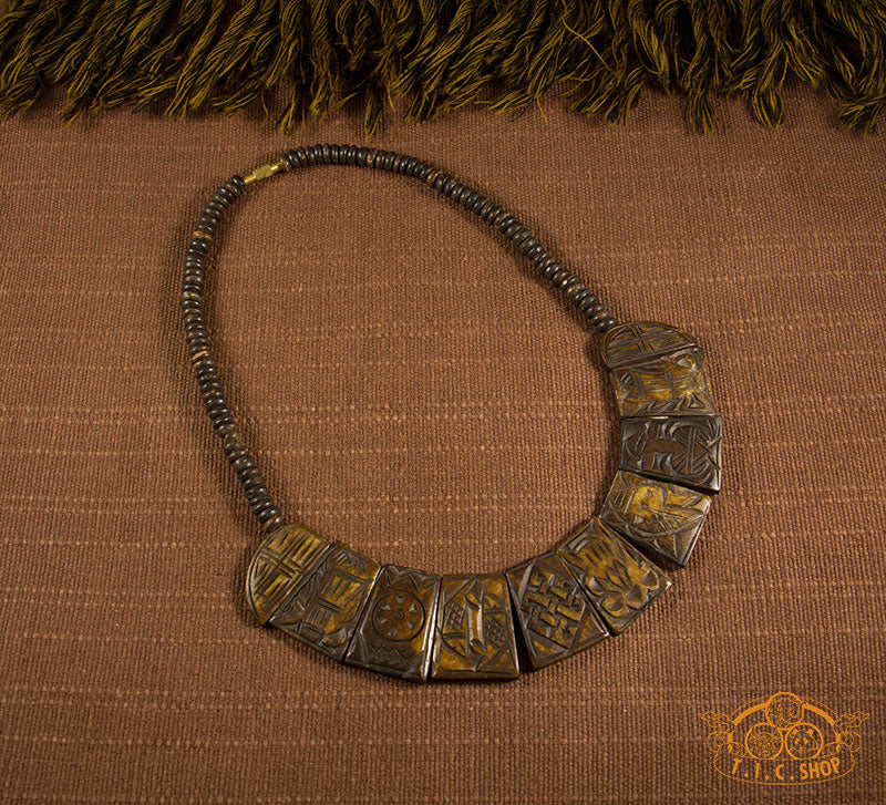 8 Auspicious Symbols Yak Bone Amulet Necklace