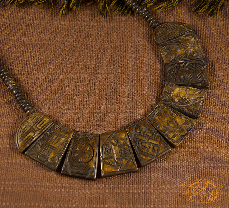 8 Auspicious Symbols Yak Bone Amulet Necklace