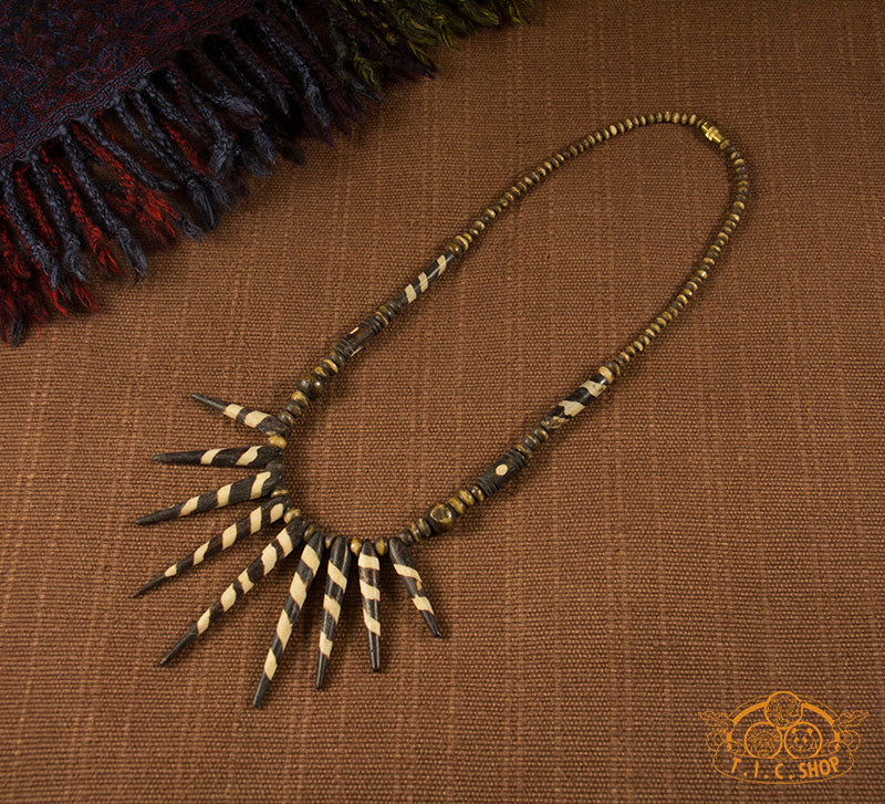 Spiral Yak Bone Amulet Necklace