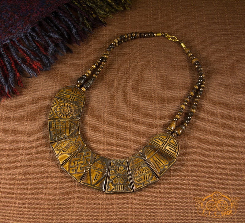 8 Auspicious Symbols Yak Bone Amulet Necklace
