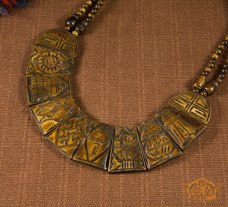 8 Auspicious Symbols Yak Bone Amulet Necklace