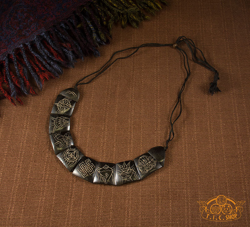 8 Auspicious Symbols Yak Bone Amulet Necklace