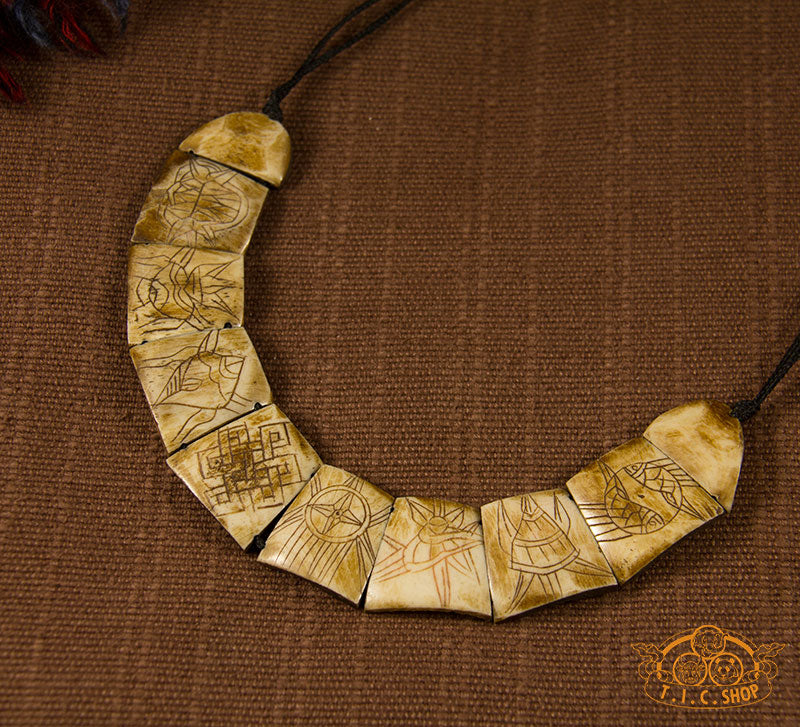 8 Auspicious Symbols Yak Bone Amulet Necklace