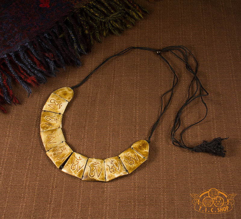 8 Auspicious Symbols Yak Bone Amulet Necklace