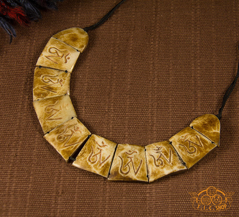 8 Auspicious Symbols Yak Bone Amulet Necklace