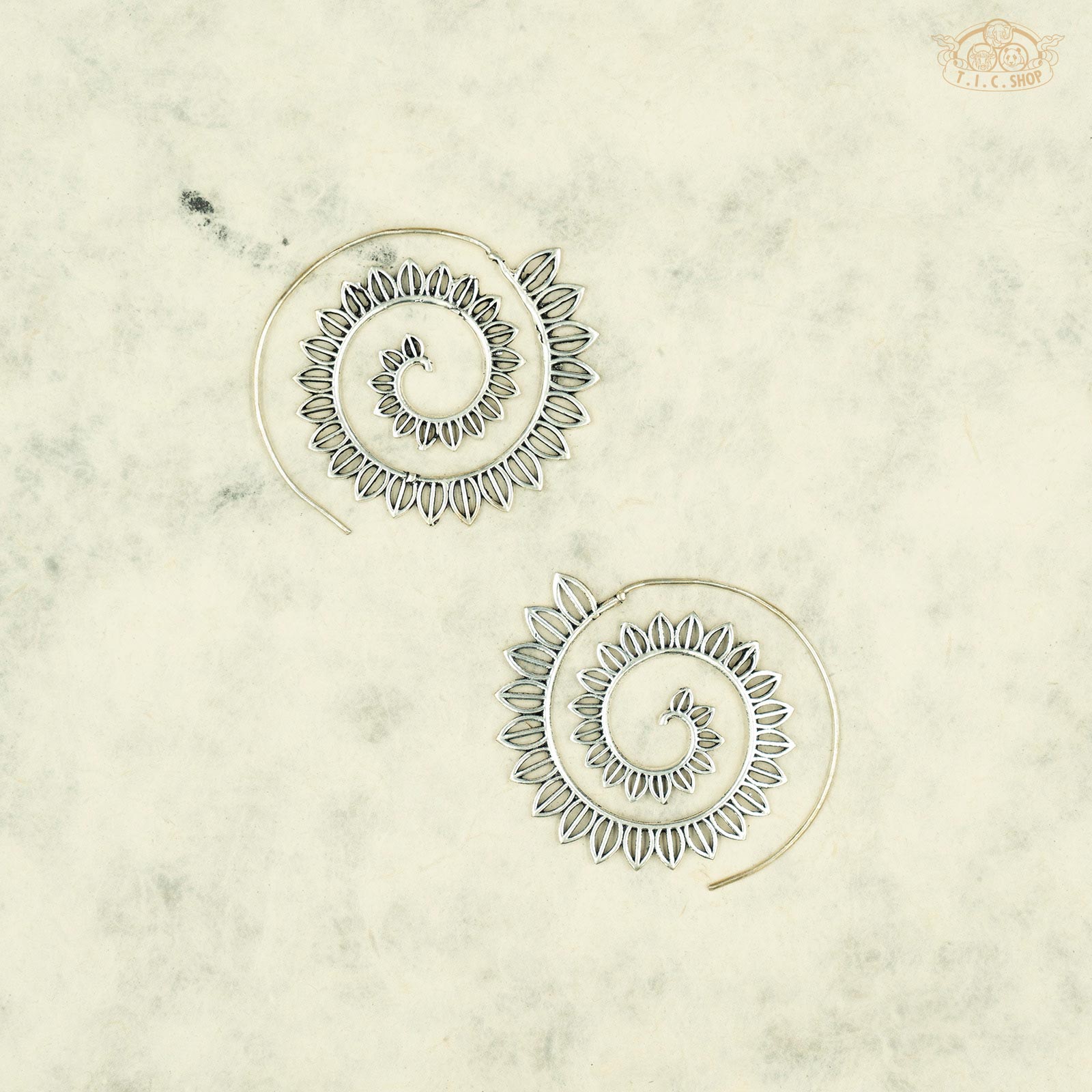 Leaf Indian Style Spiral Earrings