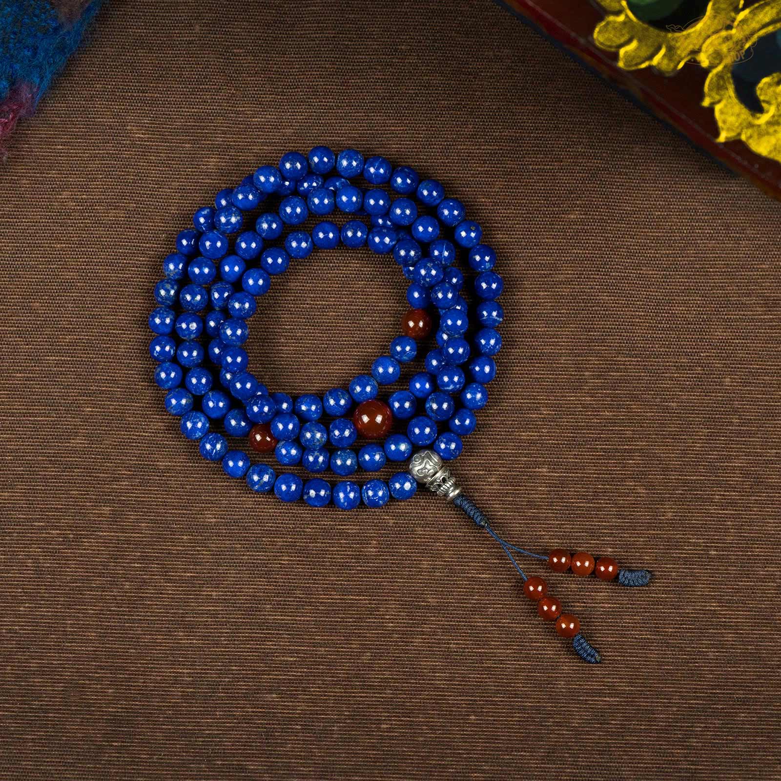 Lapis Lazuli 8mm 108 Beads Prayer Mala with S925 Guru Bead