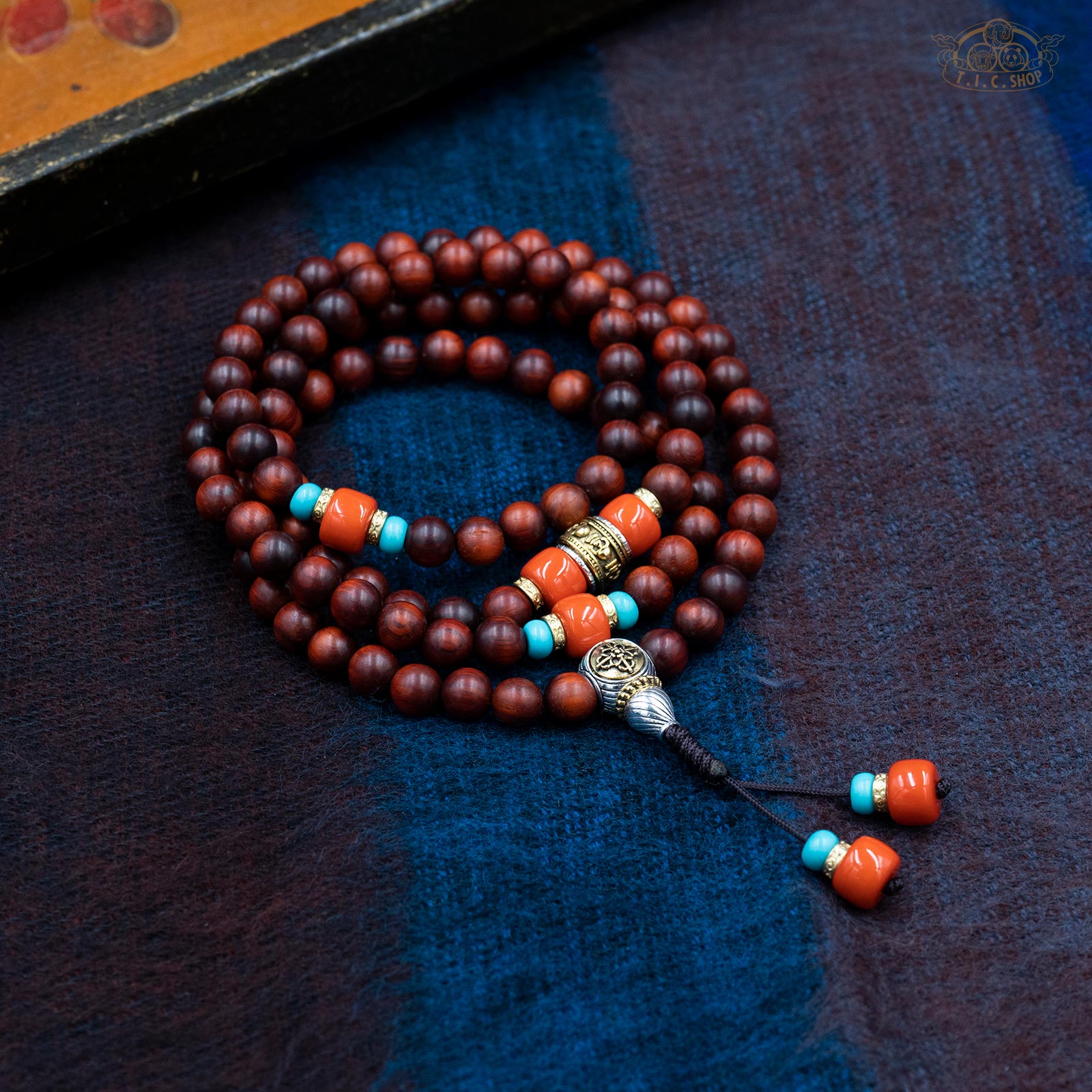 Red Sandalwood 8mm 108-Bead Traditional Prayer Mala