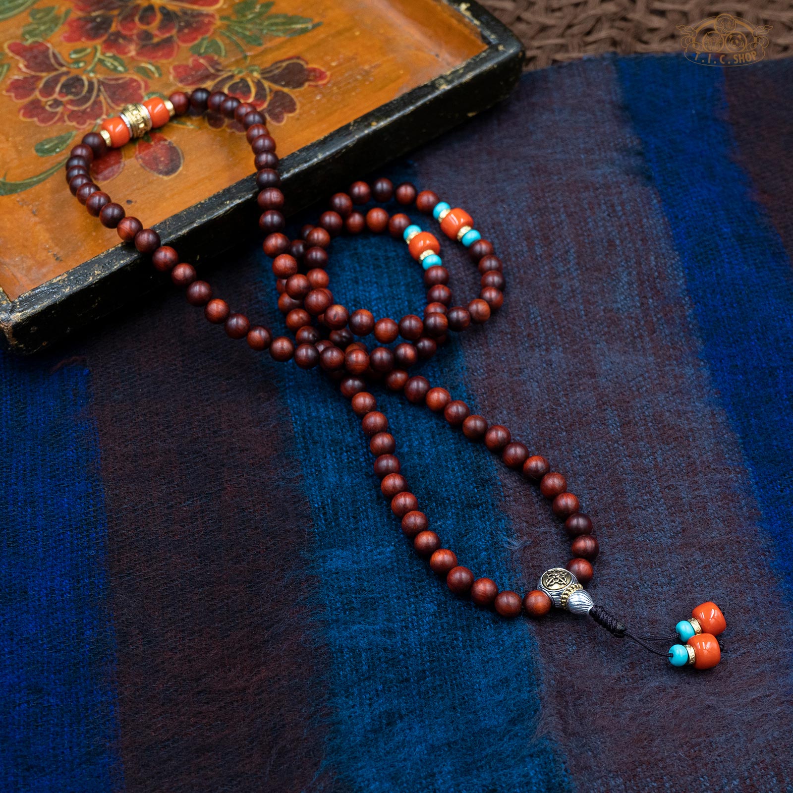 Red Sandalwood 8mm 108-Bead Traditional Prayer Mala