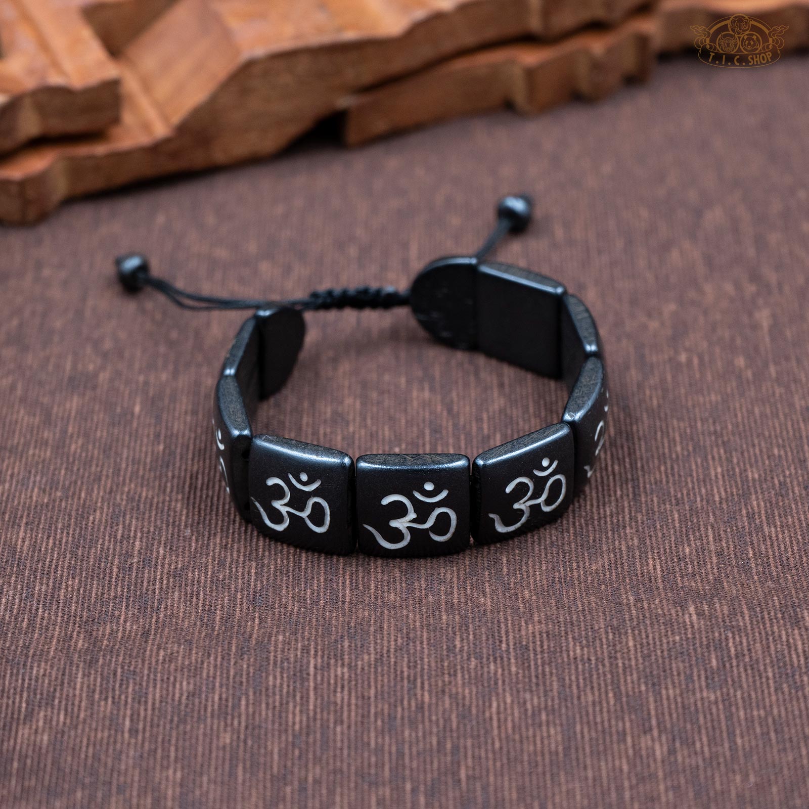 Om Symbol Yak Bone Amulet Bracelet