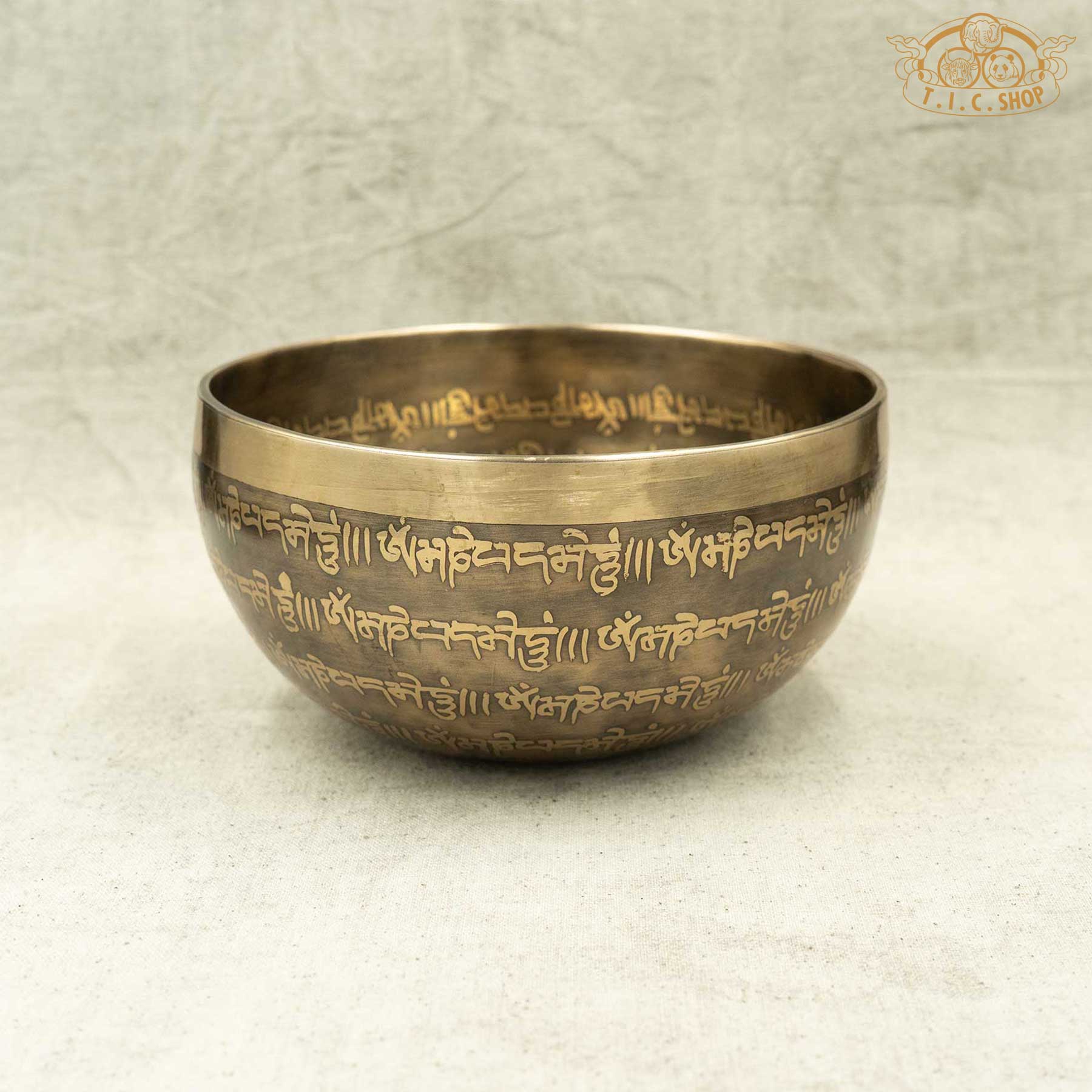 Side View of 7 Chakra Lotus Brass Singing Bowl 15cm