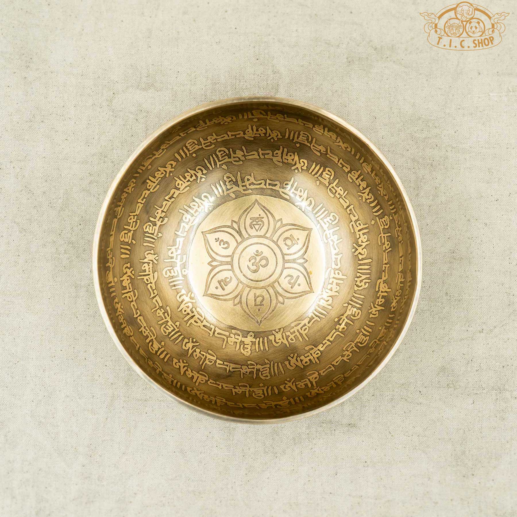 Top View of 7 Chakra Lotus Brass Singing Bowl 15cm