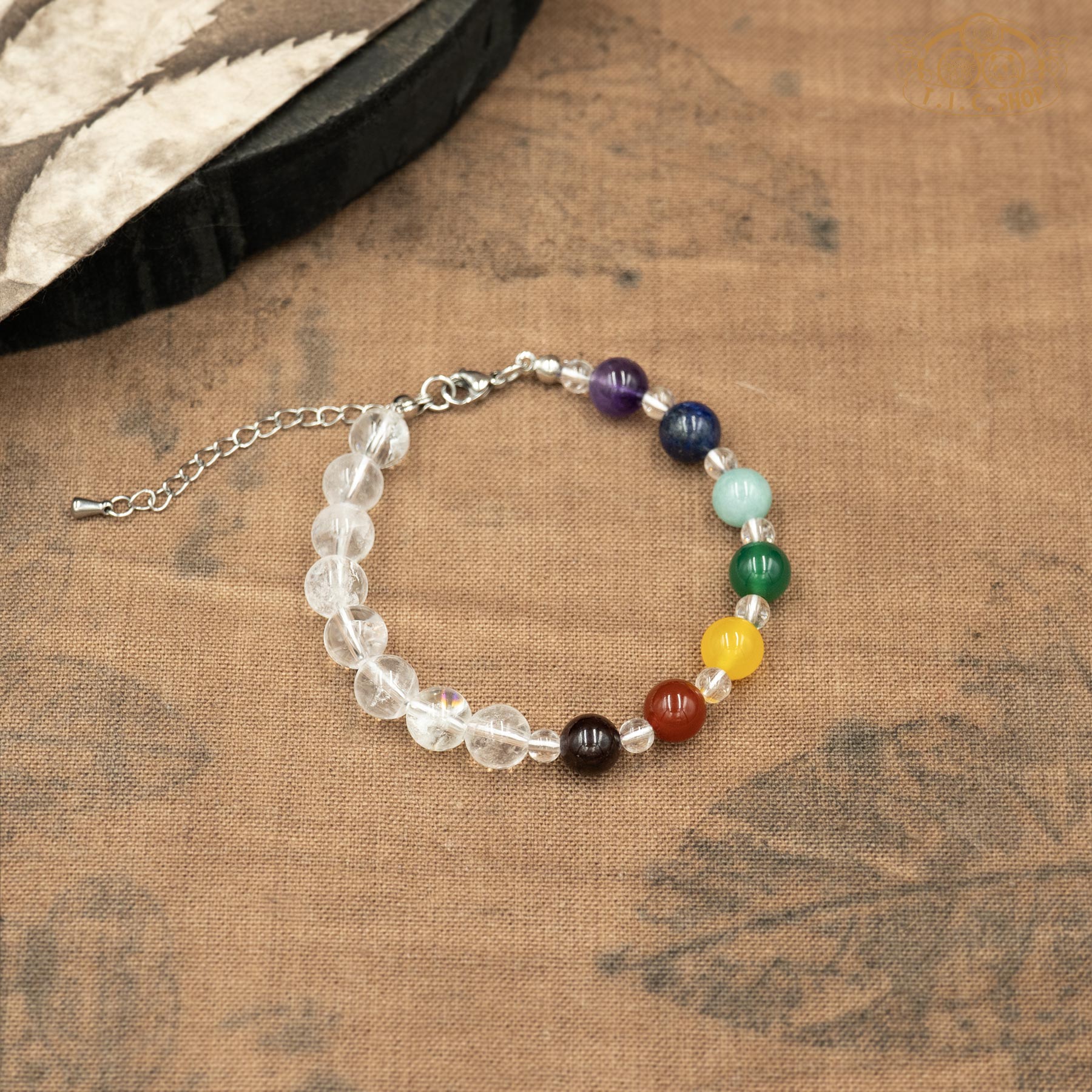 7 Chakra Clear Quartz 8mm Beads Bracelet