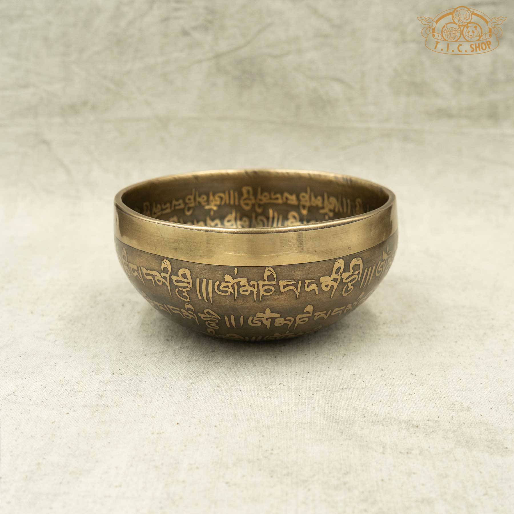 Side View of Conch Shell Lotus Brass Singing Bowl 11cm