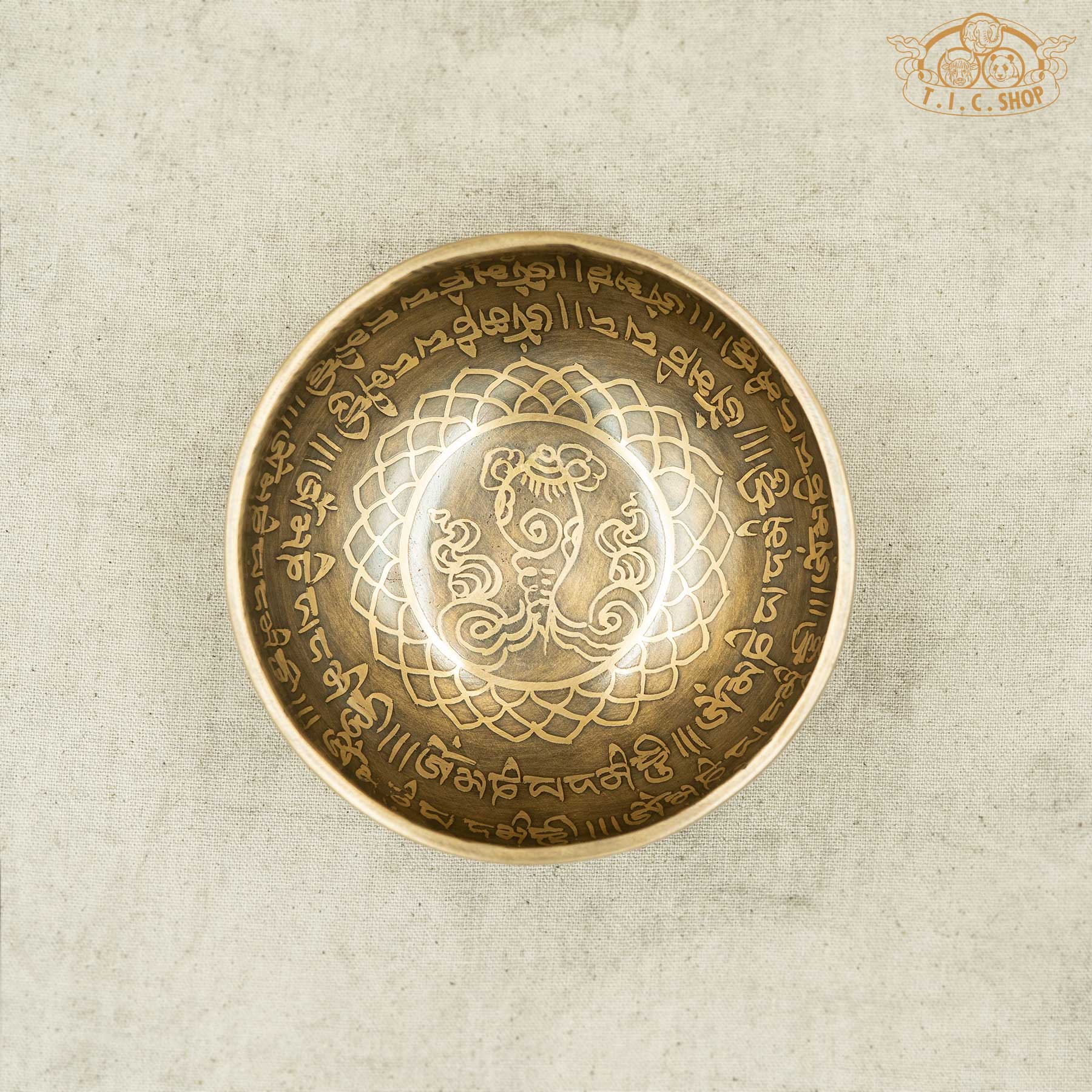 Top View of Conch Shell Lotus Brass Singing Bowl 11cm