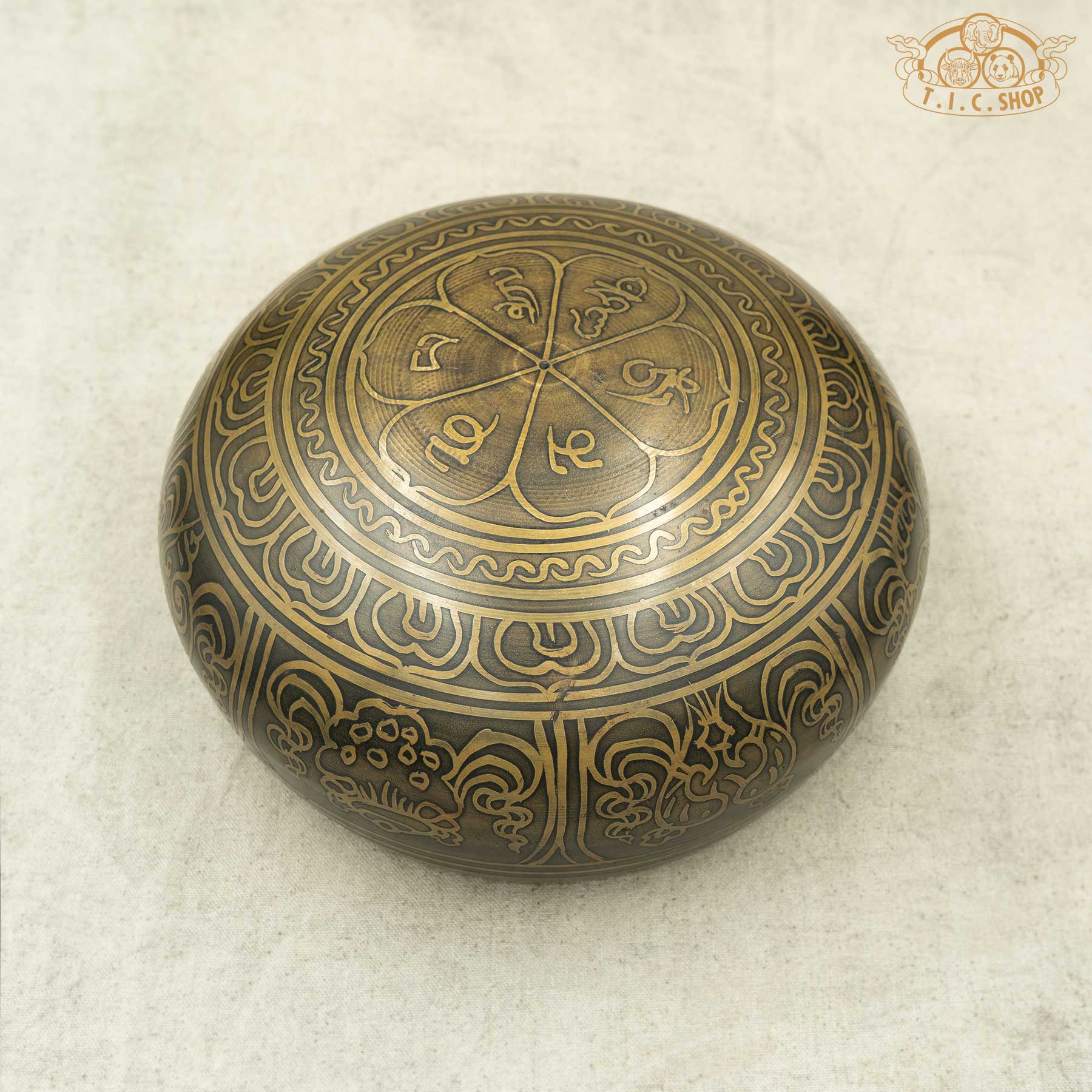 Bottom View of Conch Shell Symbol Brass Singing Bowl 16cm