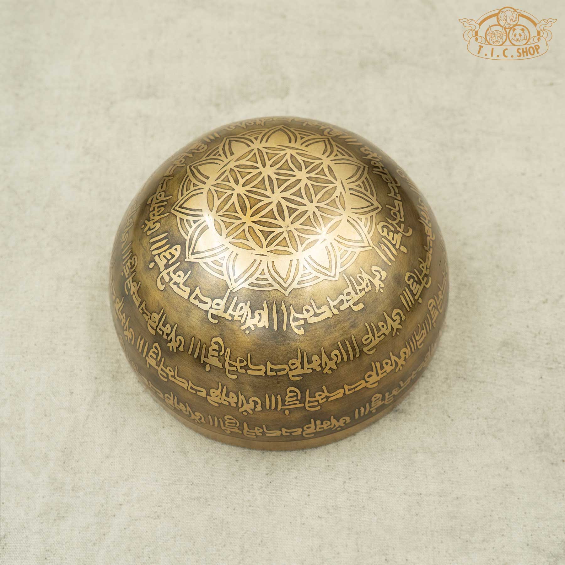 Bottom View of Crown Chakra Mandala Brass Singing Bowl 14cm
